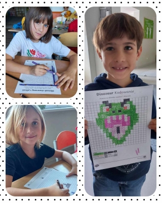 uczniowie podczas kodowania